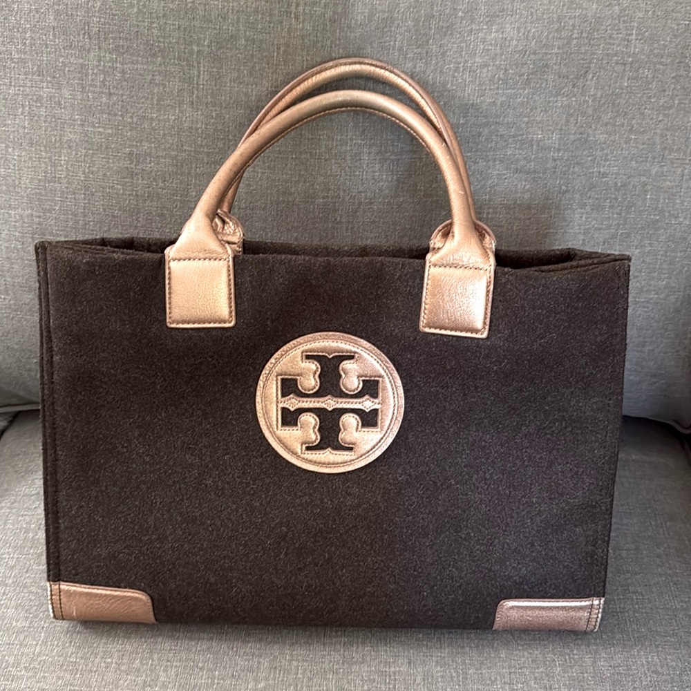 Tory Burch Ella Brown Felt Tote Bag